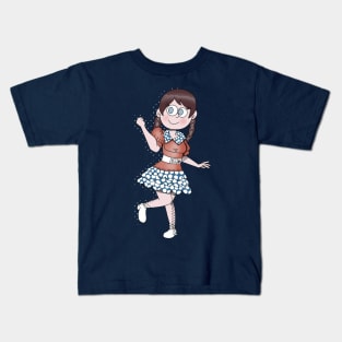 American Girl Wearing Pretty Patriotic Polka Dot Dress Kids T-Shirt